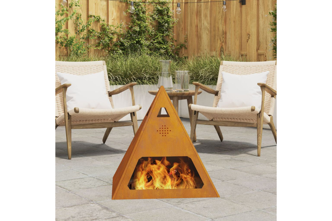 Fire Pit Pyramid 50 x 50 x 51 cm in Rusty Brown Weathering Steel