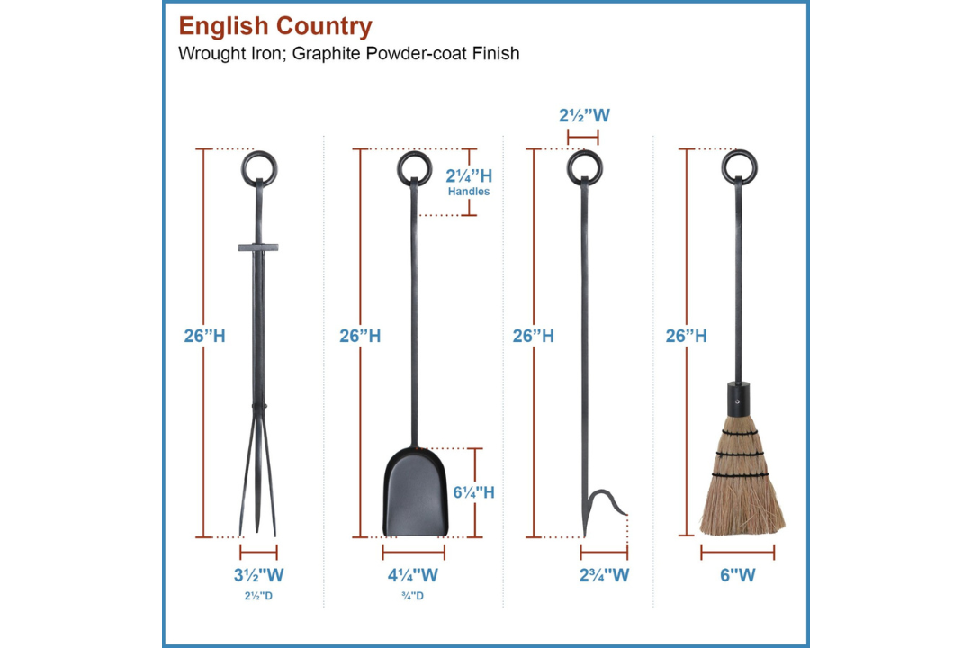 English Country Fireplace Tool Set in Graphite Detailed Information