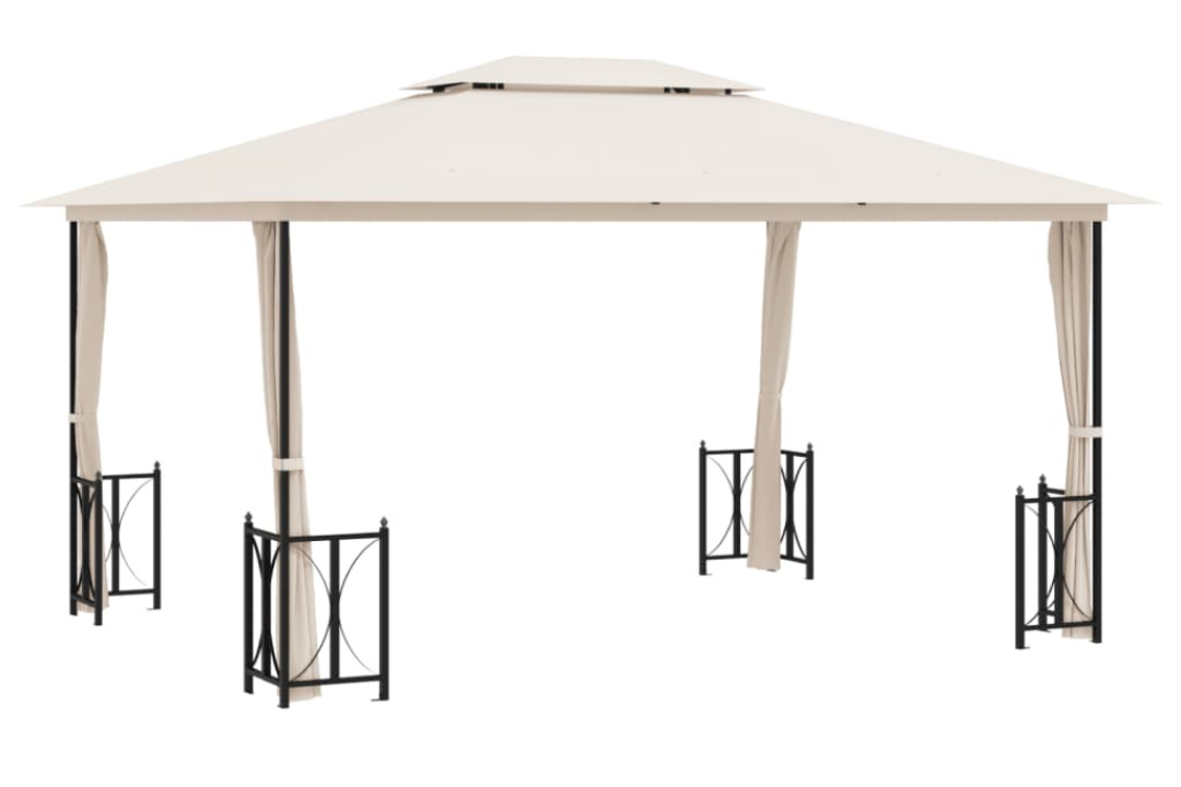 Gazebo with Sidewalls & Double Roofs in Cream