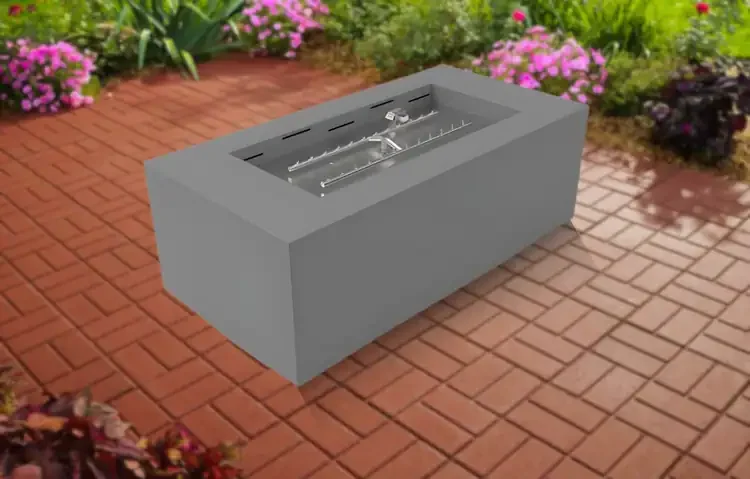 HPC Tejas Pewter Rectangular Fire Pit Enclosure Electronic Ignition Series