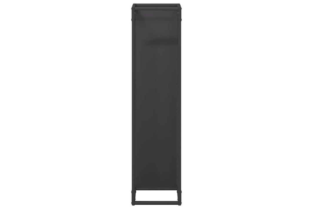Compact Firewood Rack 25 x 25 x 100 cm in Black Made of Cold-Rolled Steel