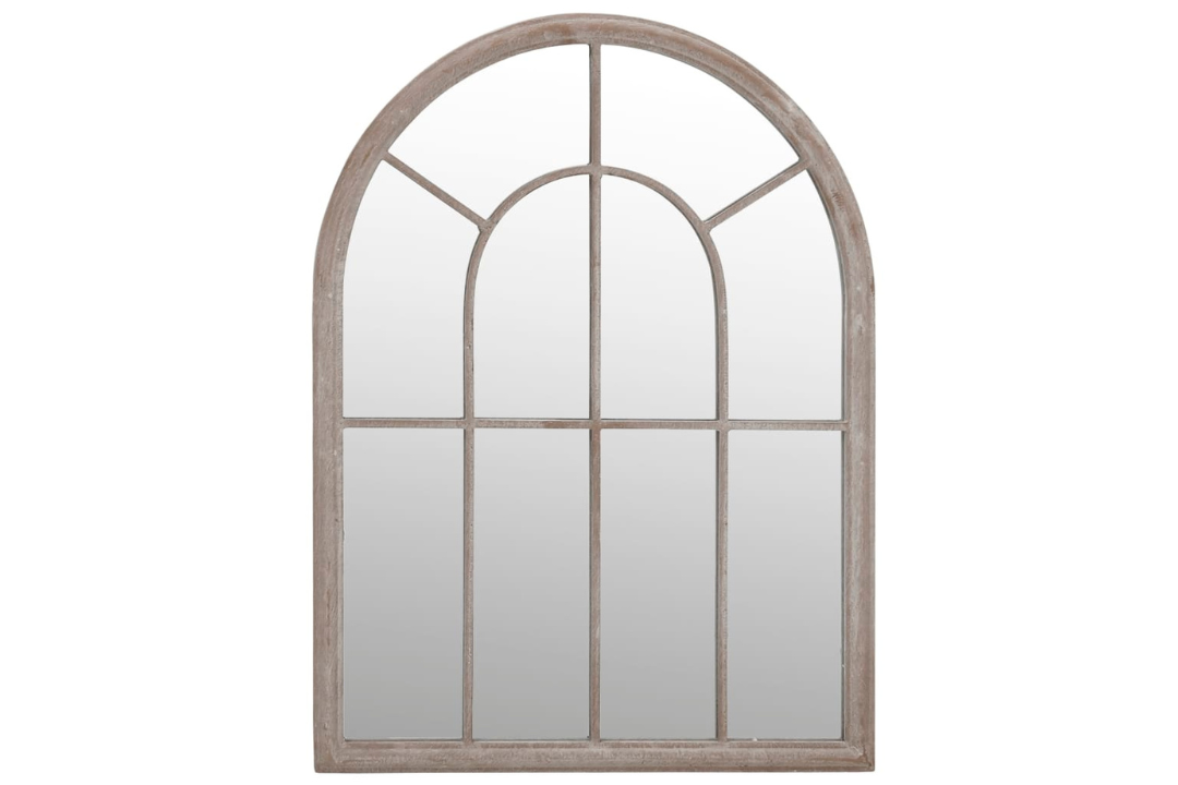 Weather-Friendly Vintage Arched Outdoor Garden Wall Mirror 60 x 45 cm in Sand