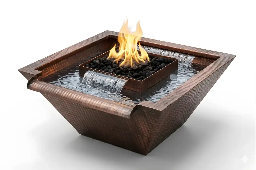 The Outdoor Plus 30" Maya Copper Fire & Water Bowl – Gravity Spill