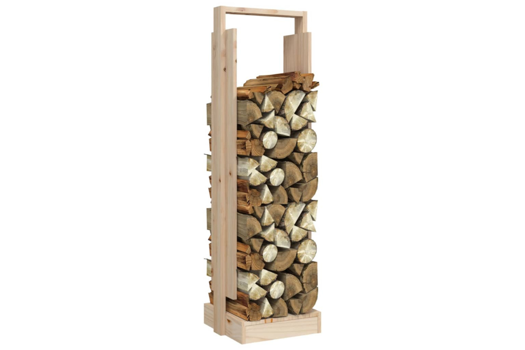 Sturdy Log Holder 33.5 x 30 x 110 cm Solid Pine Wood – Rustic Firewood Storage