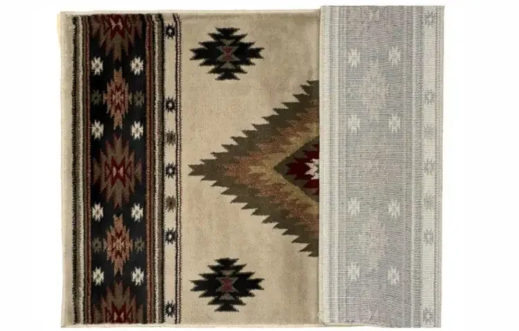 Desert Beige Rectangular Olefin Hearth Rug – 30" x 50" Folded Over To View Backside