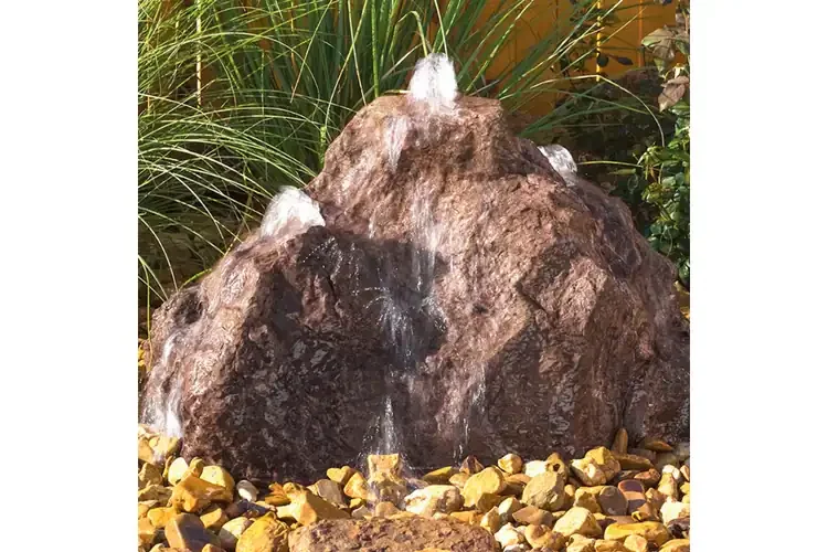 Triple Cascade Fountain Kit – GFRC Rock Water Feature for Outdoor Spaces in Chestnut