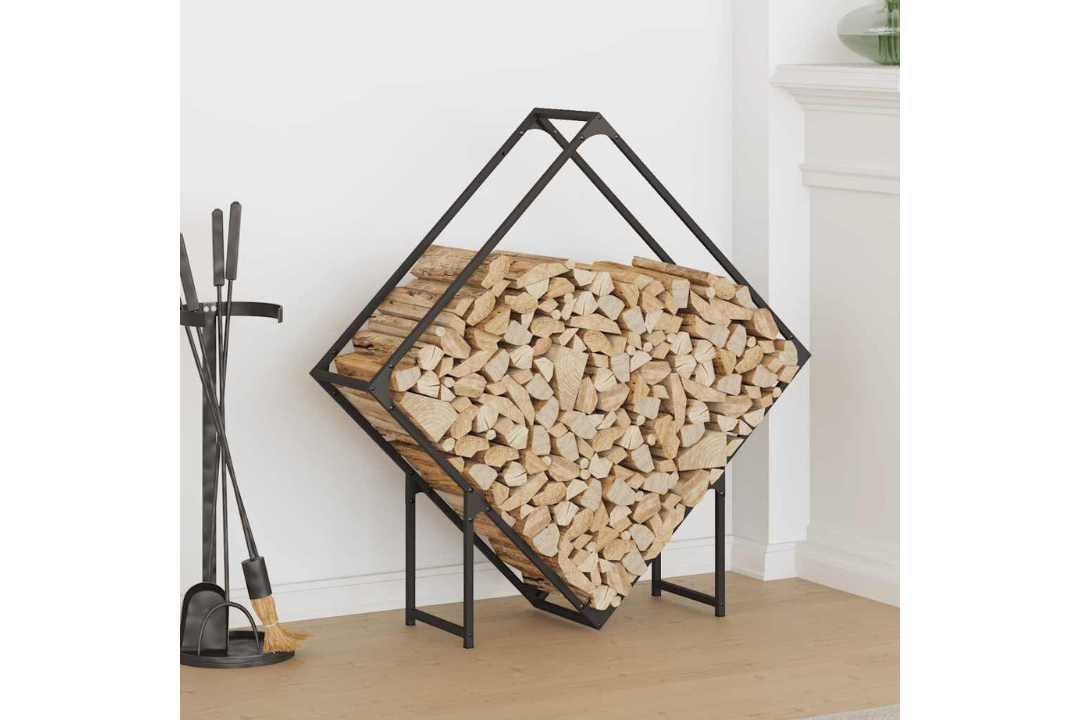 Firewood Rack 100 x 25 x 100 cm in Black Made of Cold-Rolled Steel