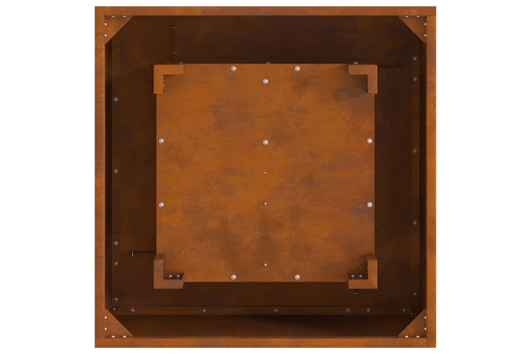 Modern Square Fire Pit 60 x 60 x 30 cm in Rusty Brown Weathering Steel