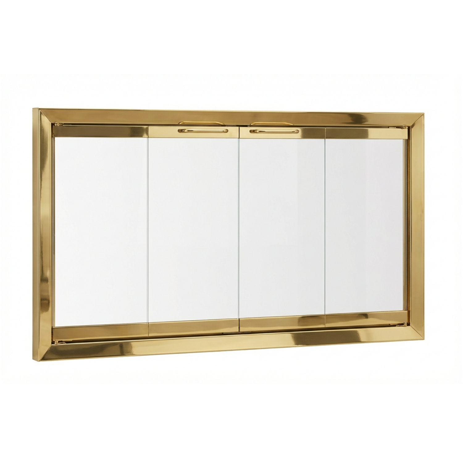 Custom-Size Polished Brass Prefab Fireplace Door (Inside Fit)