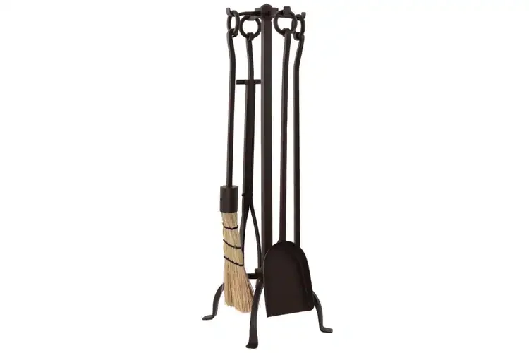 English Country Fireplace Tool Set in Roman Bronze