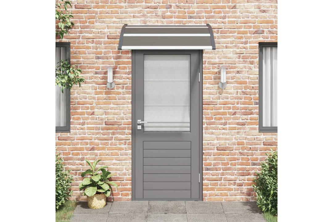Lightweight Door Canopy 120x100 cm Polycarbonate with ABS Brackets in Black Brackets and Transparent Brown Sheets