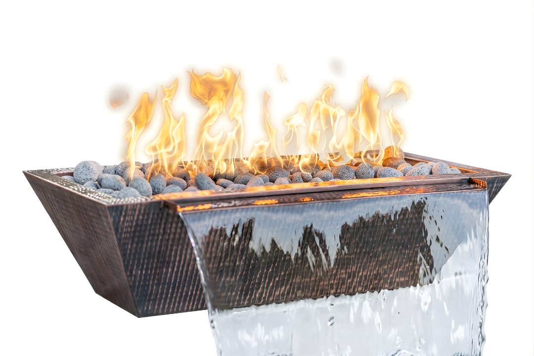 The Outdoor Plus 48" Linear Maya Copper Fire & Water Bowl