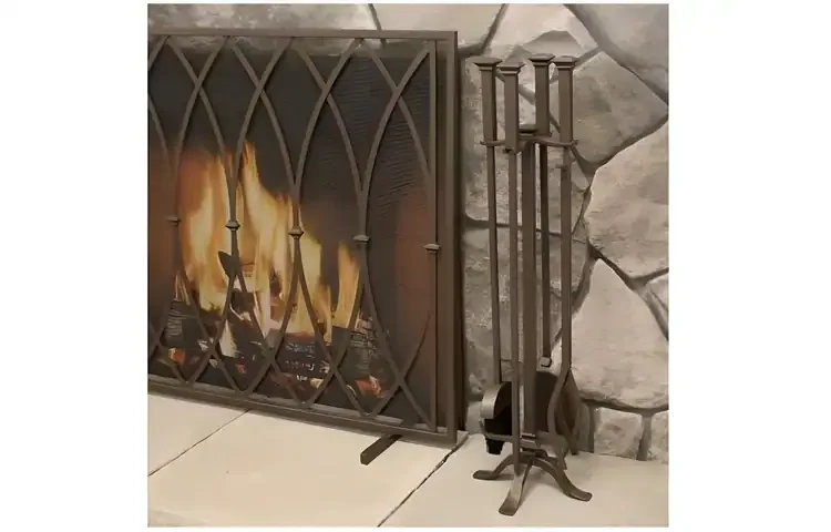 Addison 4-Piece Burnished Bronze Fireplace Tool Set With Matching Screen