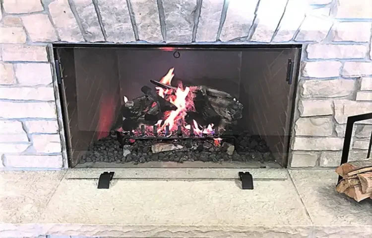 Free Standing Glass Fireplace Screen