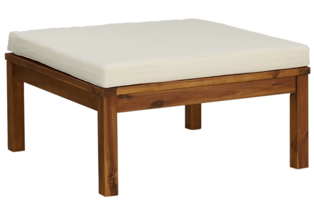 10 Piece Garden Lounge Set with Cream Cushion Solid Acacia Wood Footrest