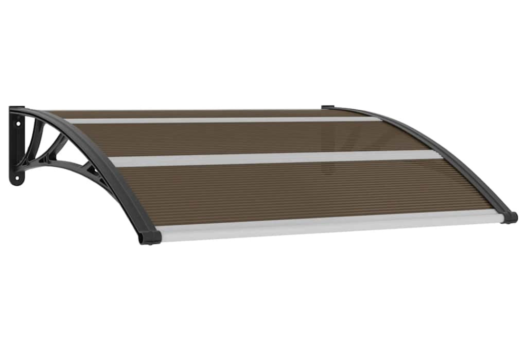 Door Canopy 120x100 cm Polycarbonate with ABS Brackets in Black Brackets and Transparent Brown Sheets