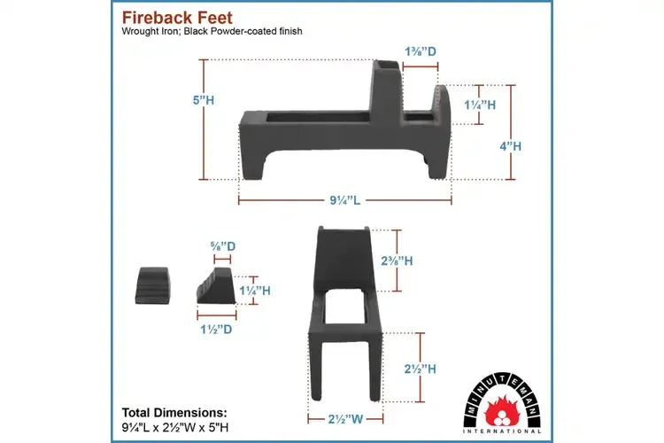 Fireback Feet – Cast Iron Fireplace Support Boots Specifications
