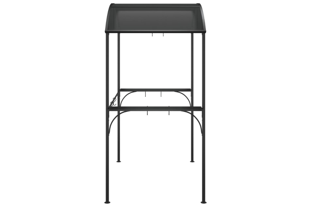 Water-Resistant BBQ Gazebo Anthracite Steel with PC Board Roof, Shelves & Hooks
