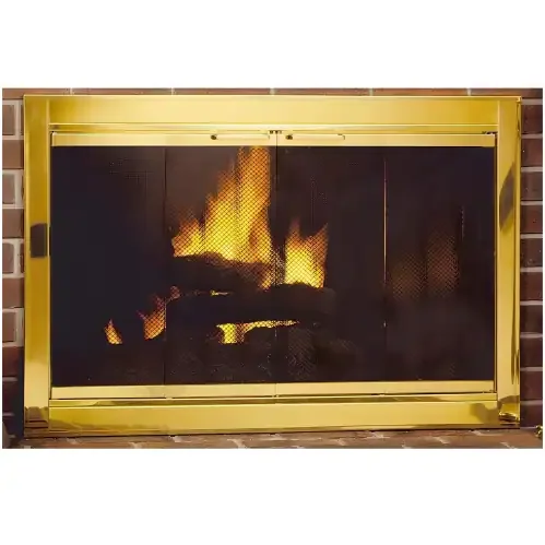 Plated Polished Brass Fireview Masonry Fireplace Glass Door – Stock Sizes