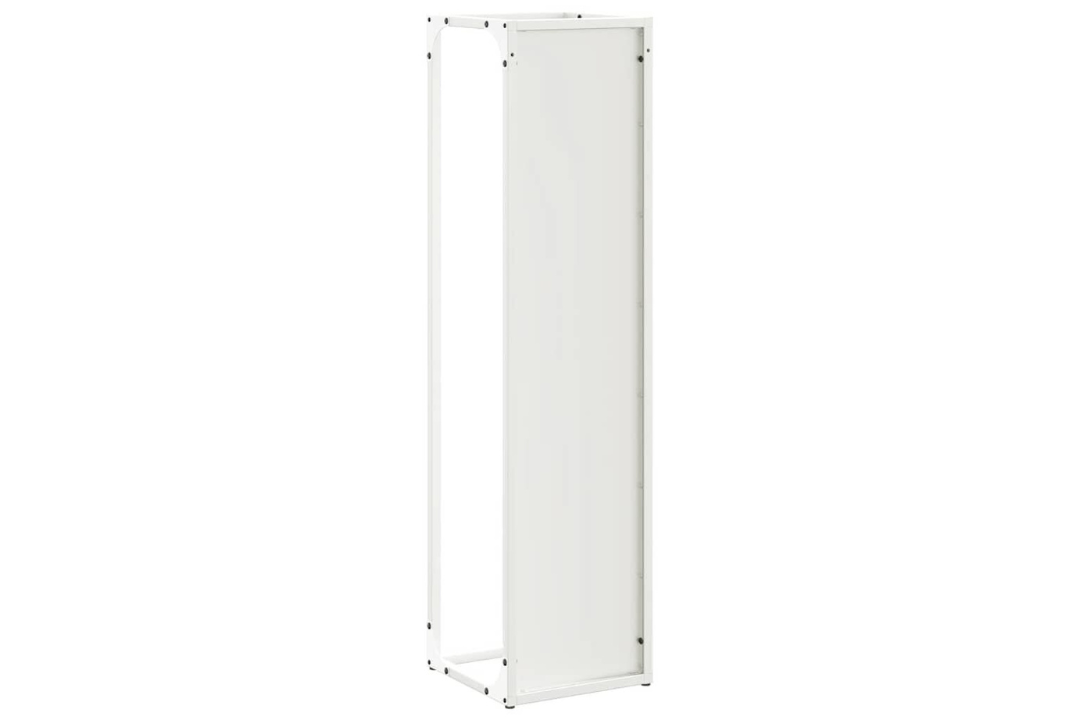 Durable Firewood Rack 25 x 25 x 100 cm in White Made of Cold-Rolled Steel