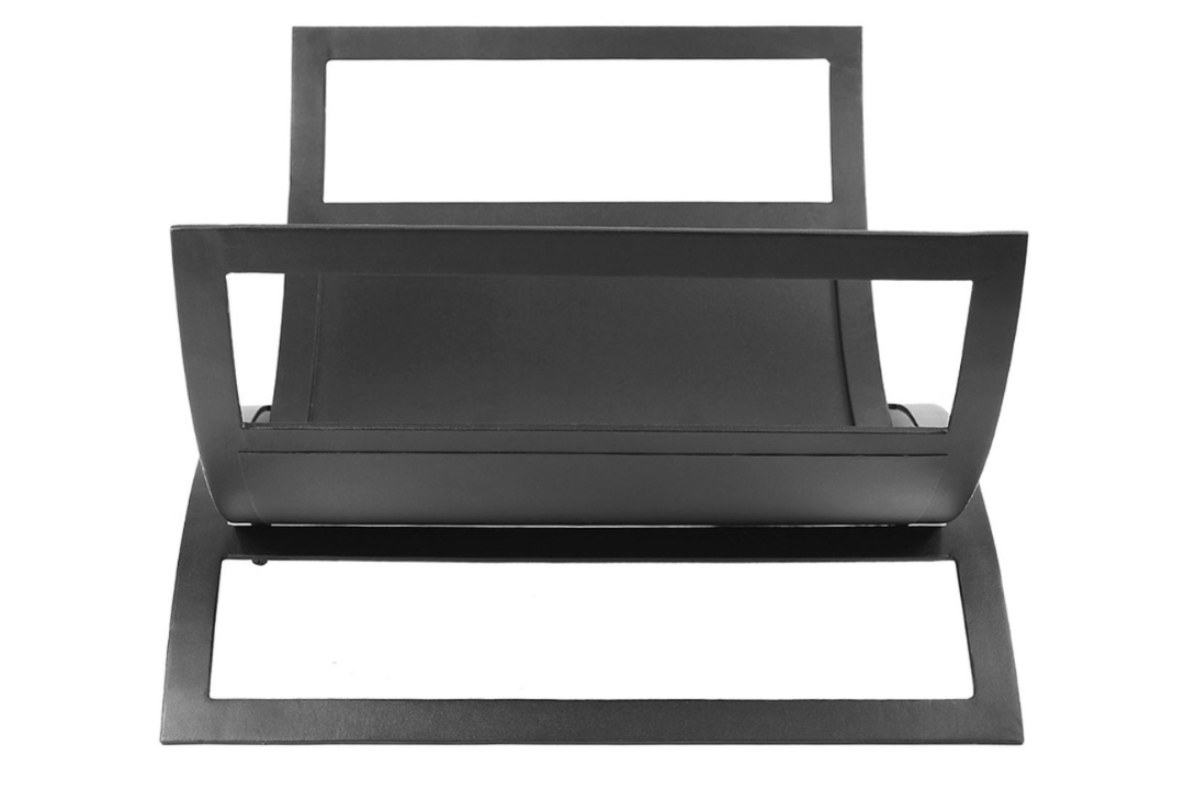 Metropolis Log Basket – Modern Black Wrought Iron Firewood Holder Details