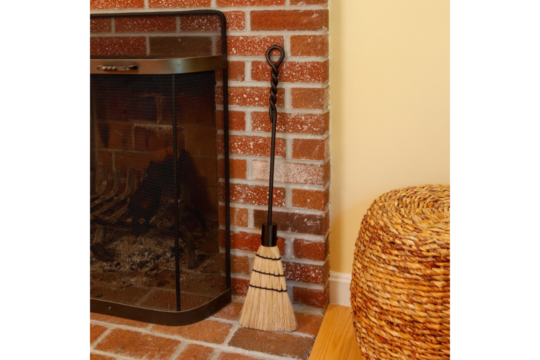 28-Inch Wrought Iron Fireplace Tools with Rope Handles – Black Powder Coated Finish