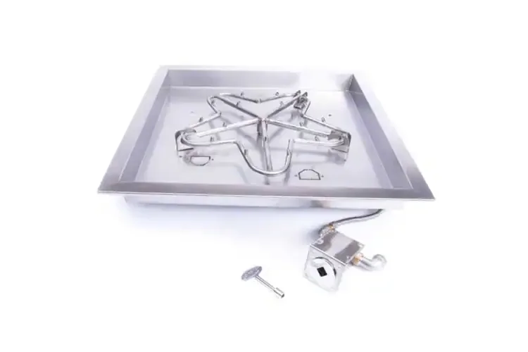 HPC Square Bowl Fire Pit Insert Match Lit Ignition Torpedo Burner