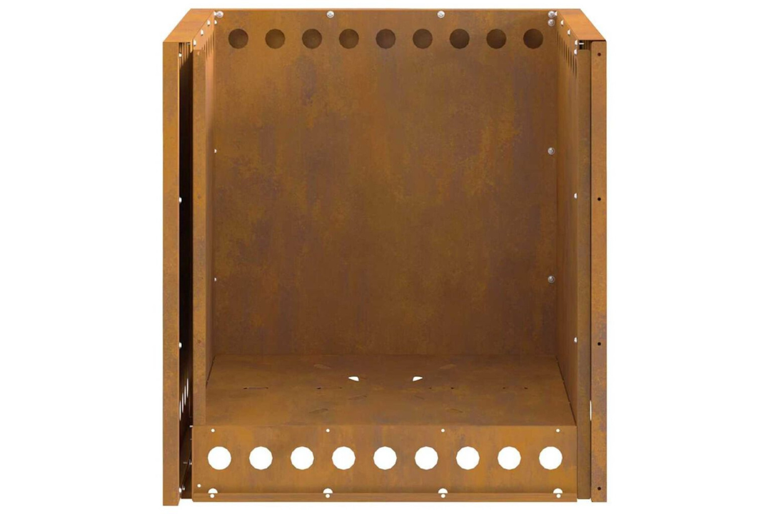 Rustic Smokeless Fire Pit Square 48 x 48 x 50 cm in Rusty Brown Weathering Steel