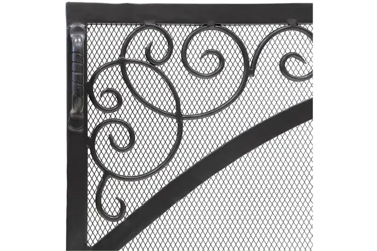 Sterling Flat Fireplace Screen in 44" W x 33" H Hand Forged Scroll Design