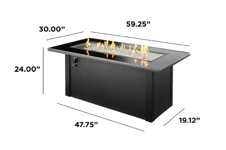 Monte Carlo Linear Gas Fire Pit Table Dimension