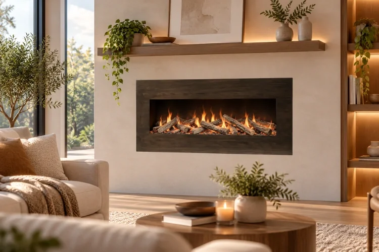 Dark Wood Finish Fireplace Surround Frame