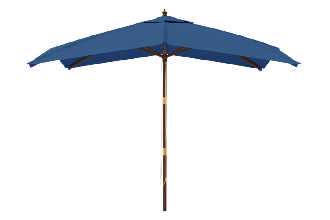 Garden Parasol with Wooden Pole 300x300x273 cm in Azure Blue with Laminated 8 Bamboo Ribs