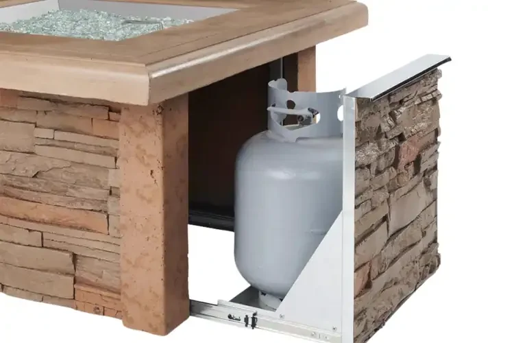 Sierra 43" Square Gas Fire Pit Table Hidden Access