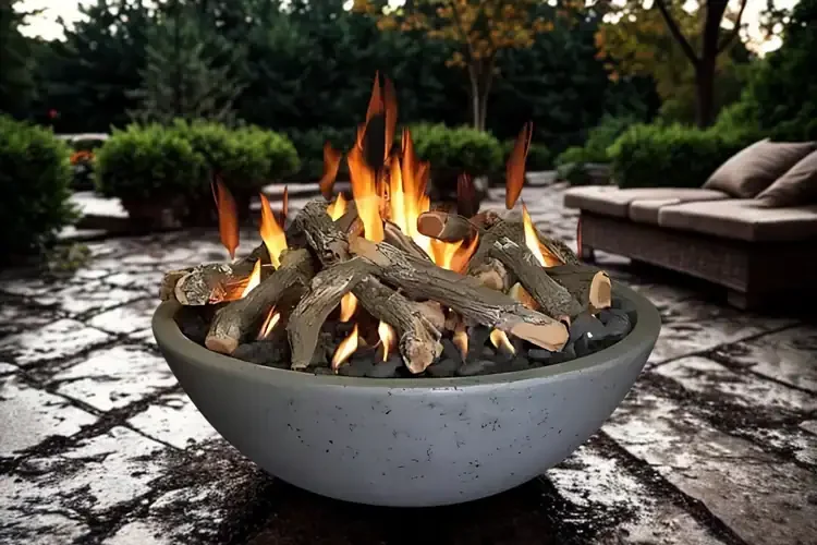Grand Canyon Gray 48" x 16" Concrete Gas Fire Bowl with Burner