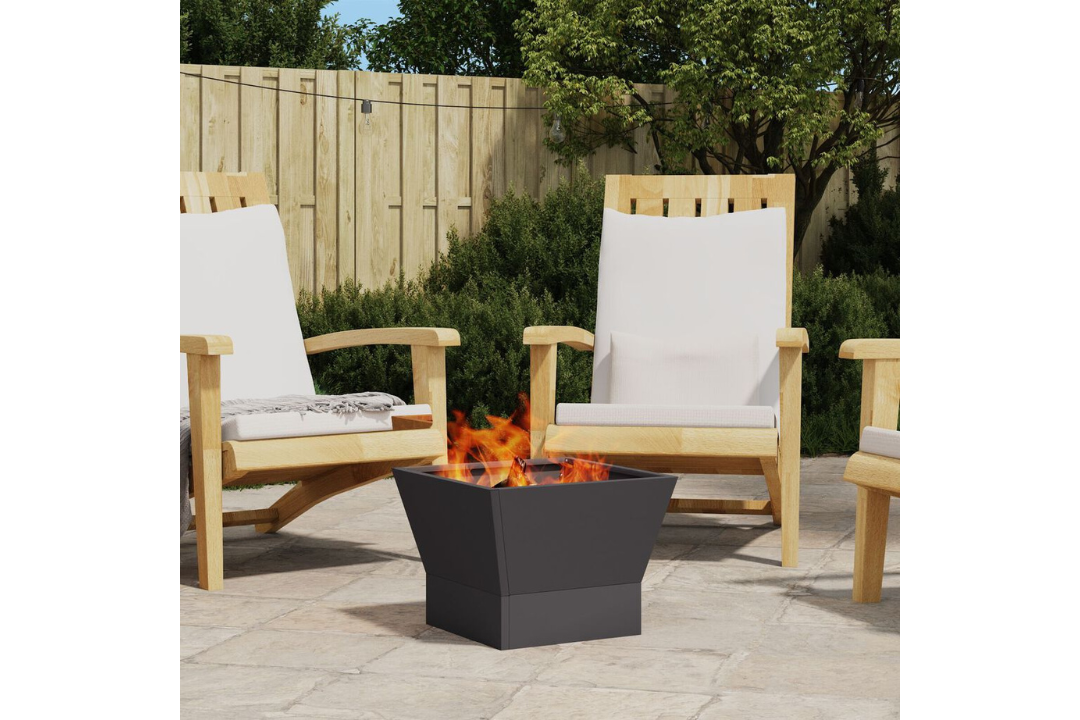 Square Fire Pit 40 x 40 x 30 cm in Black Cold-Rolled Steel
