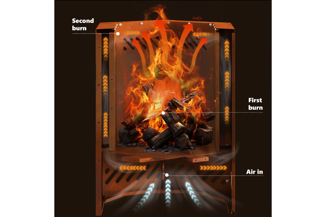 Smokeless Fire Pit Hexagonal 38 x 38 x 51 cm in Rusty Brown Weathering Steel Parts
