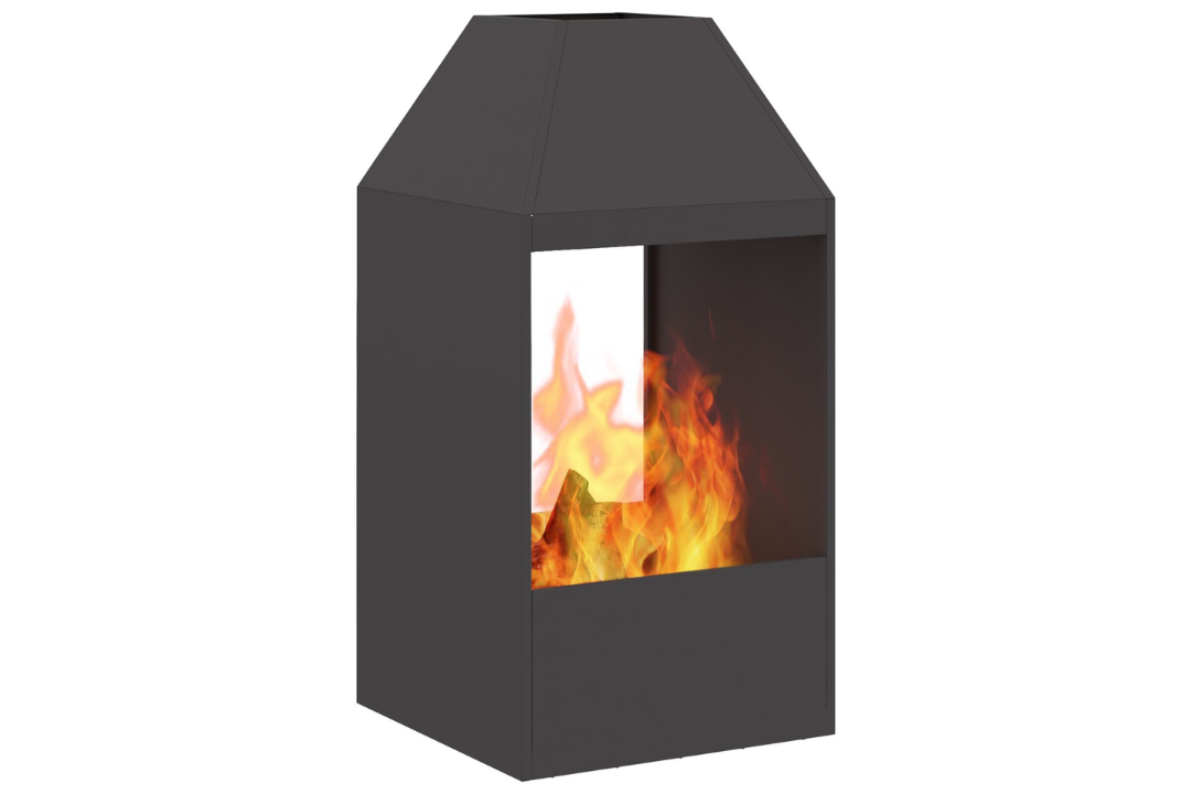 Wood-Burning Rectangular Black Fire Pit 50 x 50 x 100 cm