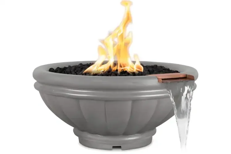 The Outdoor Plus 24" Roma GFRC – Fire & Water Bowl - Gray