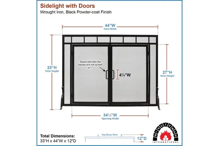 Sidelight Classic Fireplace Screens with Doors in 44" W x 33" H Specifications
