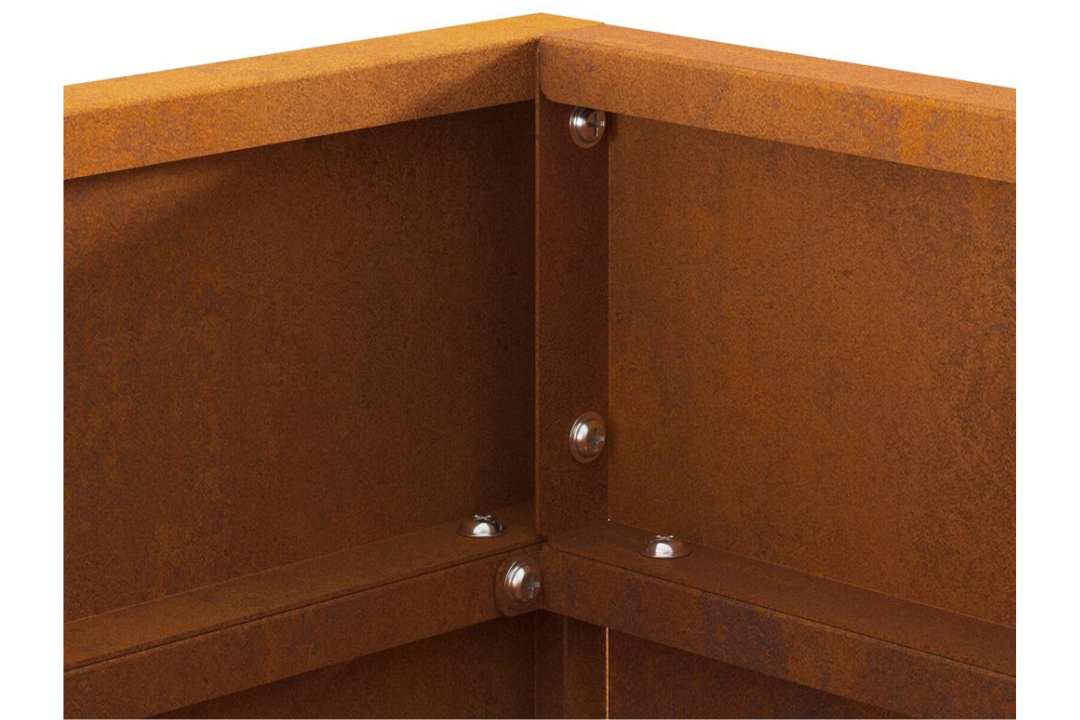 Sleek Square Fire Pit 50 x 50 x 38 cm in Rusty Brown Weathering Steel