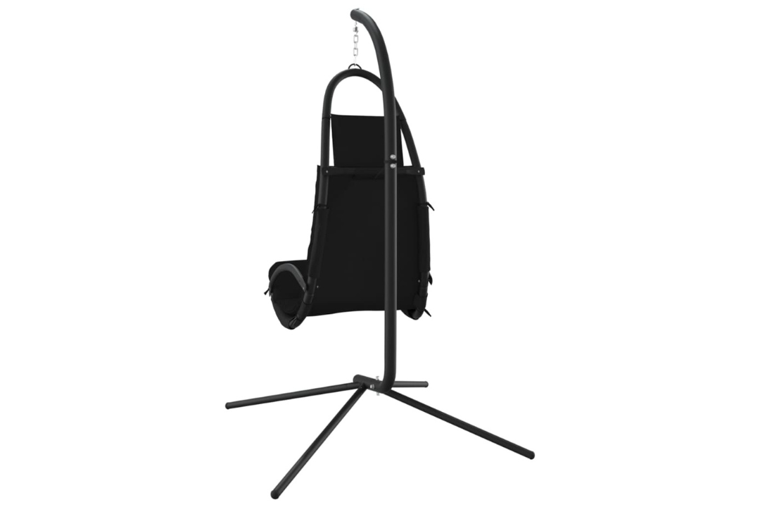 Garden Swing Chair with Cushion Oxford Fabric and Steel Back Details in Black