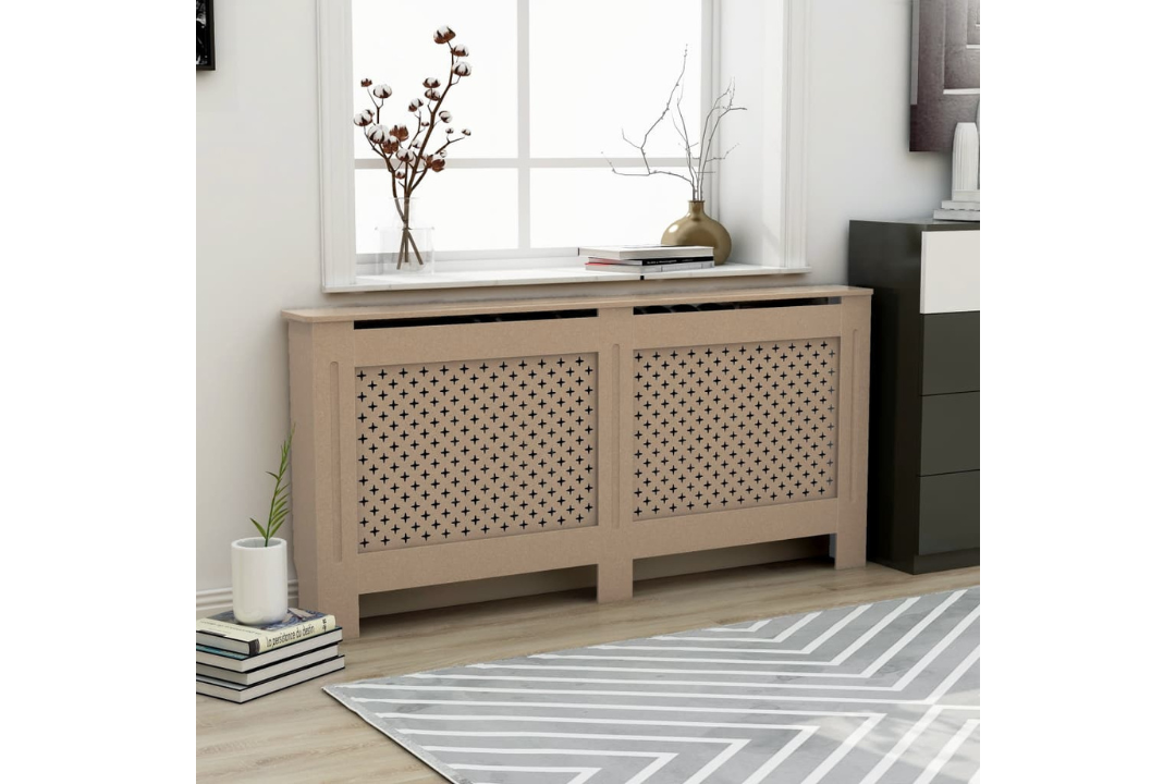 Radiator Cover MDF 172 x 19 x 81.5 cm – Modern Slatted Cabinet in Brown