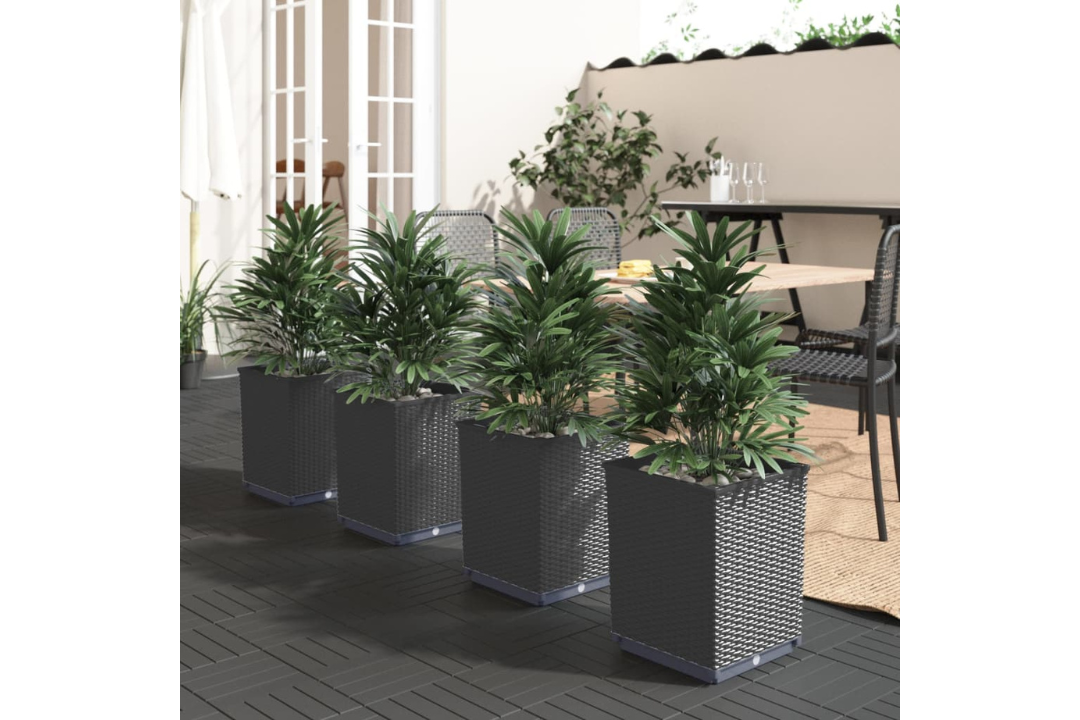 Planters 4 pcs 30x30x37 cm Decorative Inlays in Black