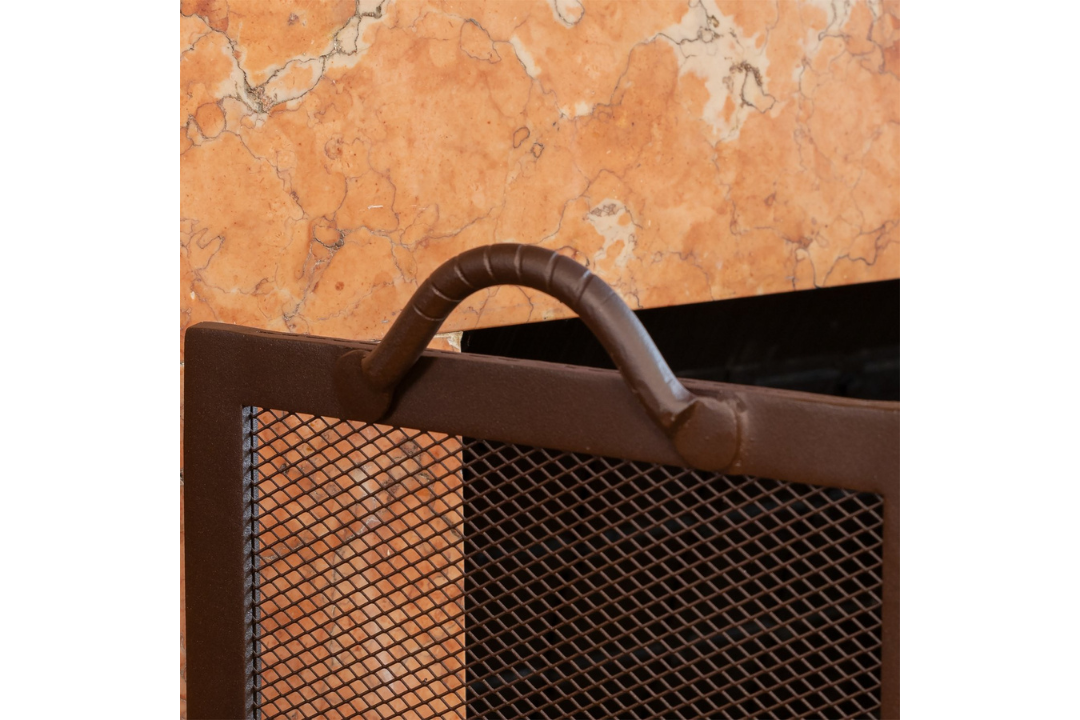 Twisted Rope Folding Fireplace Screen in Roman Bronze Powder Coated Finish