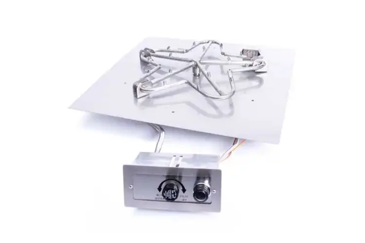 HPC Square Flat Fire Pit Insert Push Button Ignition Torpedo Burner