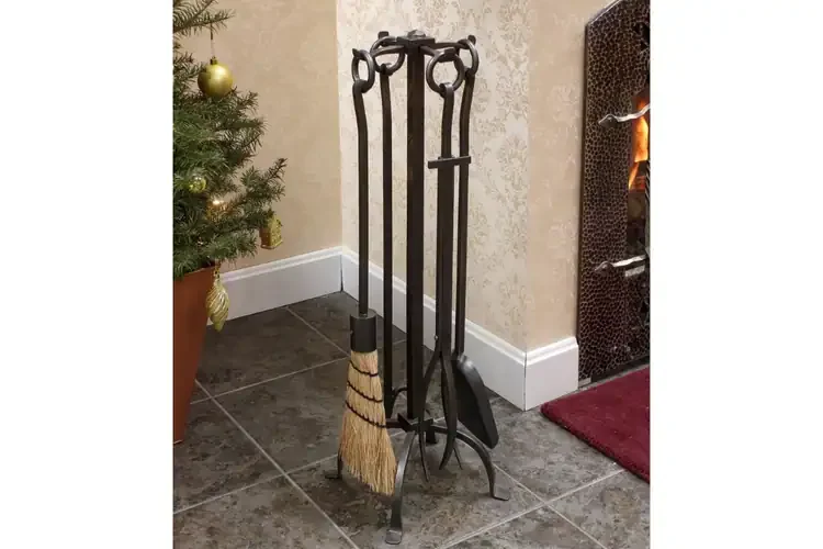 English Country Fireplace Tool Set – 32" Wrought Iron, Graphite or Roman Bronze Finish