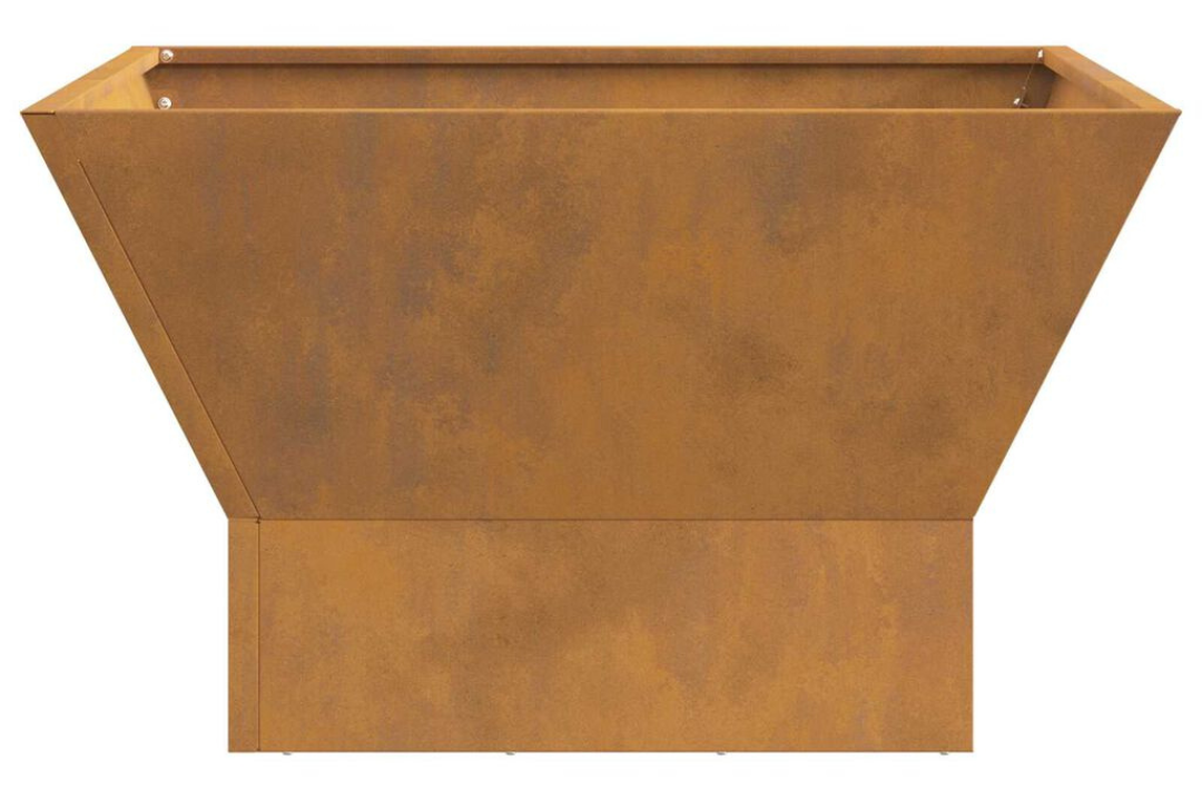 High-Quality Fire Pit Square 60 x 60 x 35 cm in Rusty Brown Weathering Steel