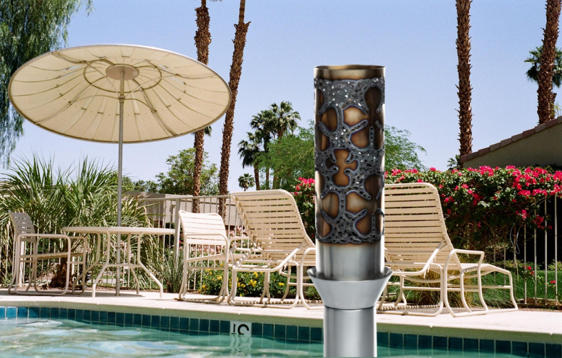 Plumeria Electronic Ignition Gas Tiki Torch Pool Setting