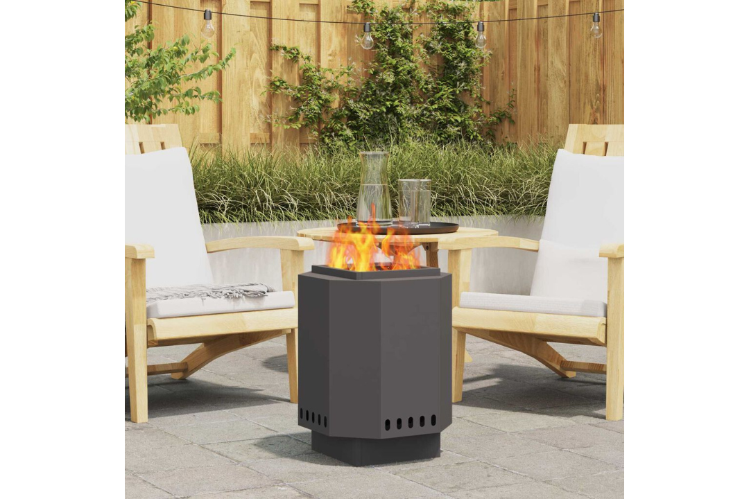 Smokeless Fire Pit 38 x 38 x 51 cm Steel in Black