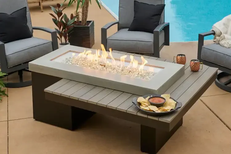 Uptown Coastal Grey Linear Gas Fire Table